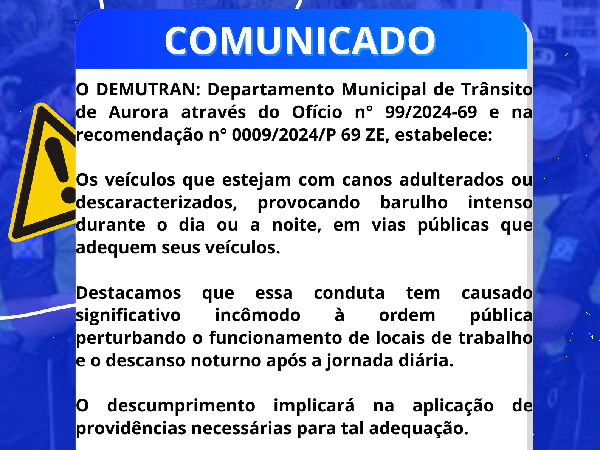 DEMUTRAN de Aurora: Adequação de Canos de Motocicletas para Reduzir Ruído e Melhorar a Qualidade de Vida.